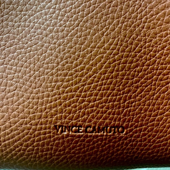 Vince Camuto Brown Black Faux Leather Striped Luck Tote Handbag - Picture 2 of 4